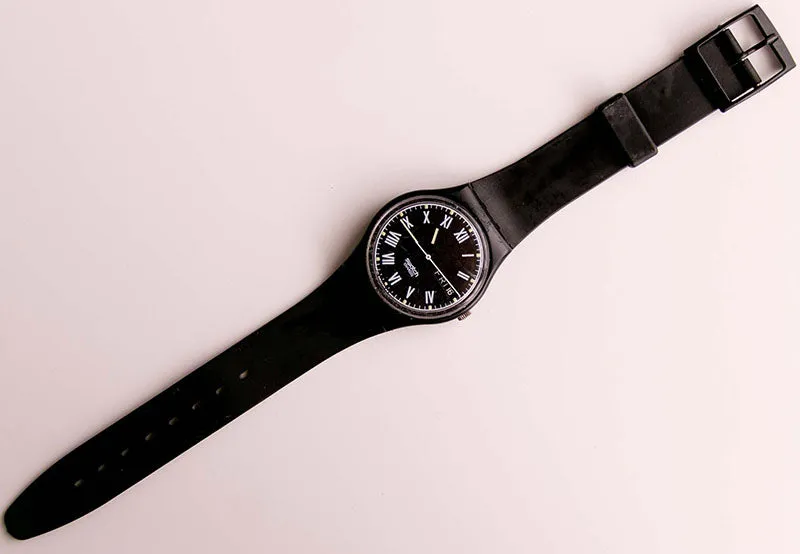 NERO GB722 Swatch Watch Vintage | All Black Minimalist Date Swatch Watch