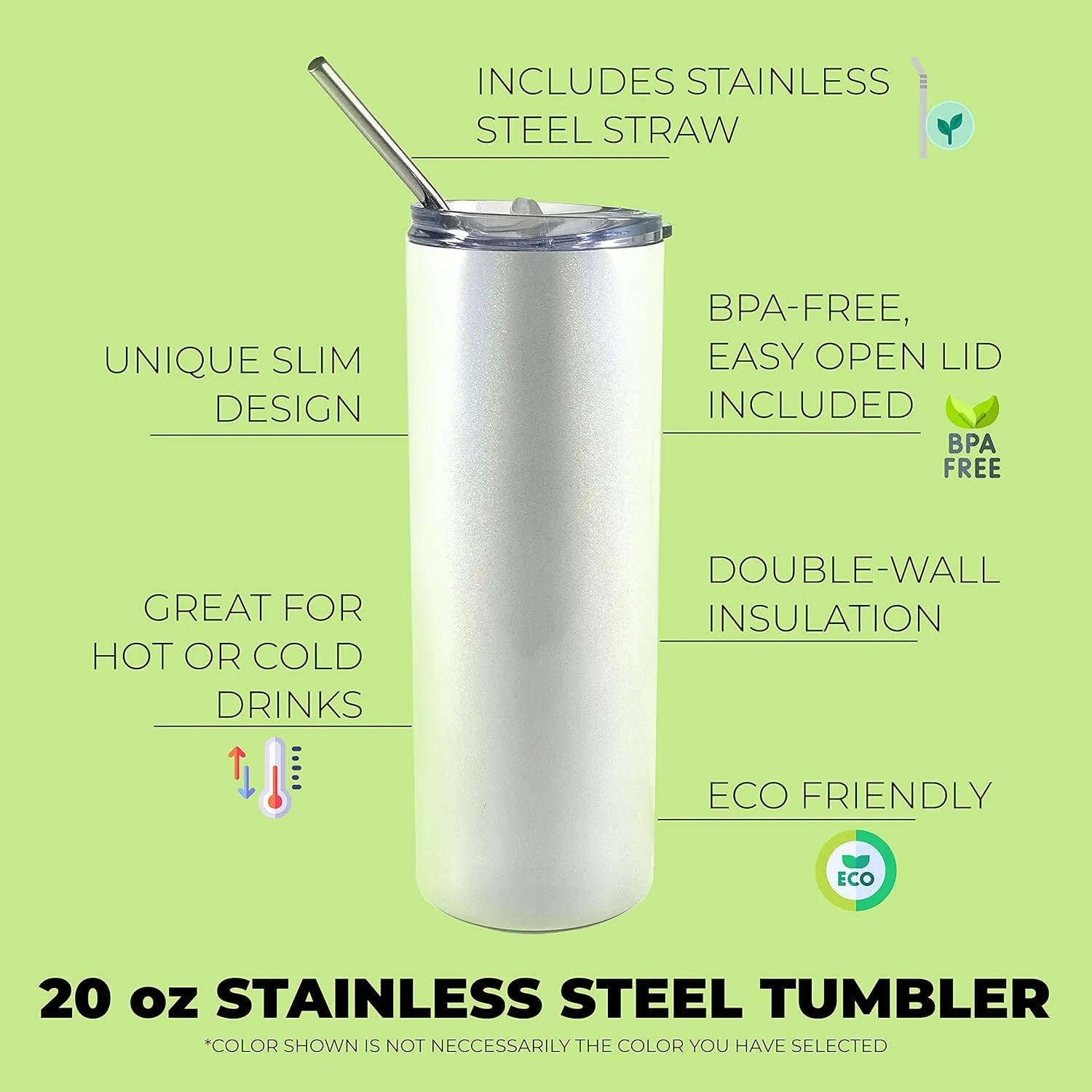 Never Stop Chasing Your Summer – One 20 oz Iridescent Stainless Steel Travel Tumbler with Straw – Double Wall Vacuum Insulation– Keep Beverages Cold For Up to 18 Hours or Hot for 6 Hours