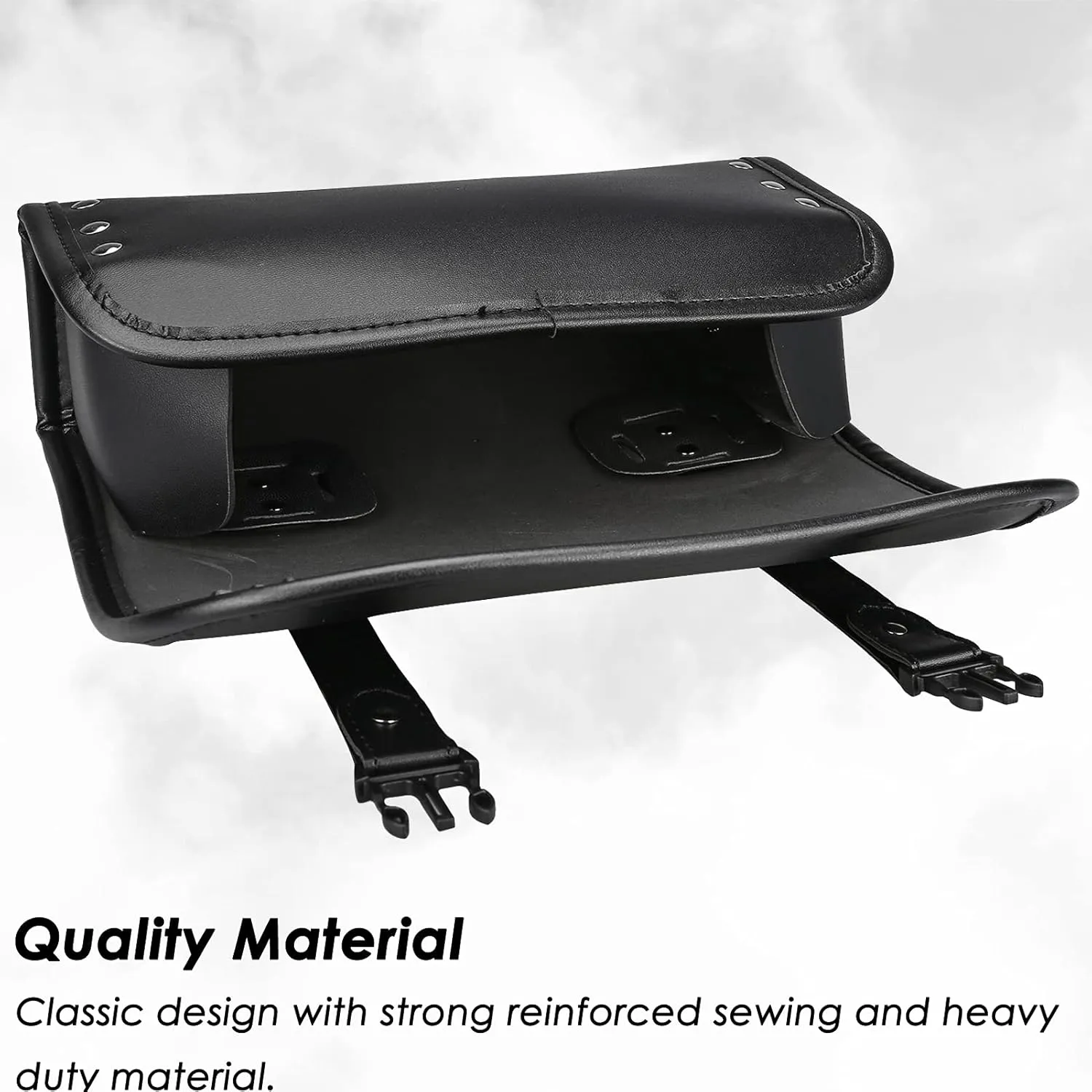 Neween Motorcycle Tool Bag, Motorcycle Fork Bag PU Leather Universal Saddlebag Front Fork Handlebar Sissybar Storage Roll Pouch for Sportster, Scooter (Large, Black)