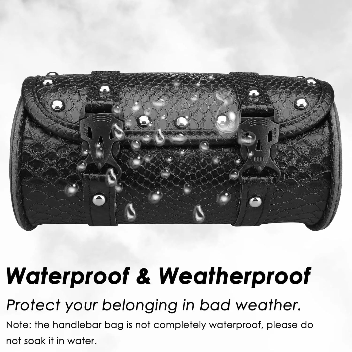 Neween Motorcycle Tool Bag, Motorcycle Fork Bag PU Leather Universal Saddlebag Front Fork Handlebar Sissybar Storage Roll Pouch for Sportster, Scooter (Medium, Black Crocodile)
