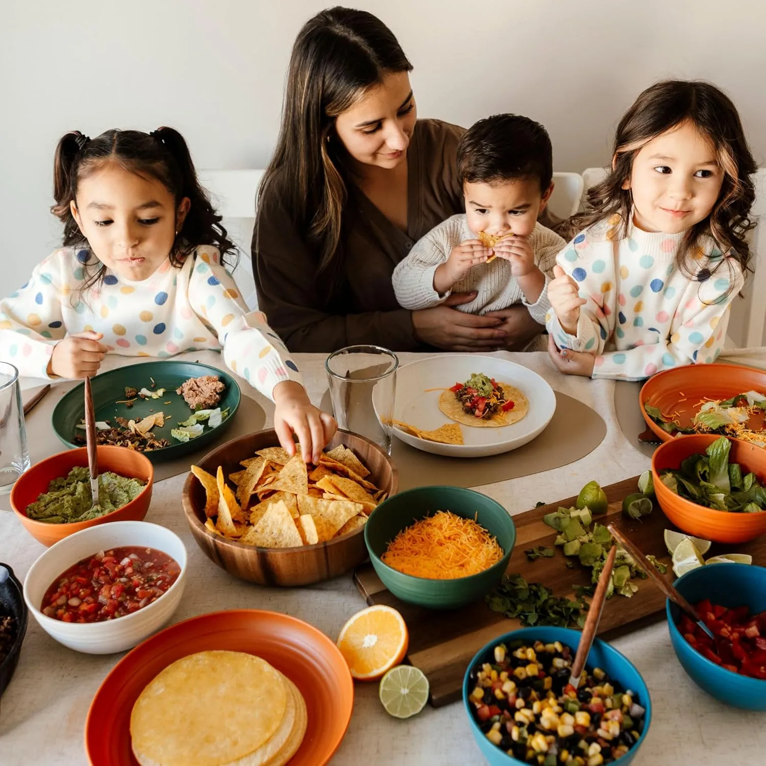 Nook Theory Reusable Wheat Straw Bowls 8 Pcs - 26 Oz Cereal Bowl, Non-Toxic Kids and Toddler Bowl, Microwavable, Dishwasher Safe and Unbreakable Dinnerware (Meadow)