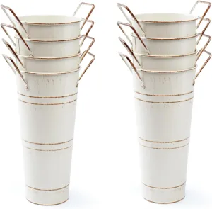 Notakia Galvanized Metal Vases Farmhouse French Flower Bucket Vases for Cut Flowers for Home Decor and Wedding Table Centerpiece Decorations (Beige Set of 8)