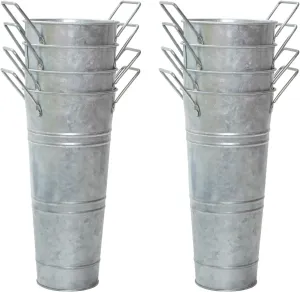 Notakia Galvanized Metal Vases Farmhouse French Flower Bucket Vases for Cut Flowers for Home Decor and Wedding Table Centerpiece Decorations (Silver Set of 8)
