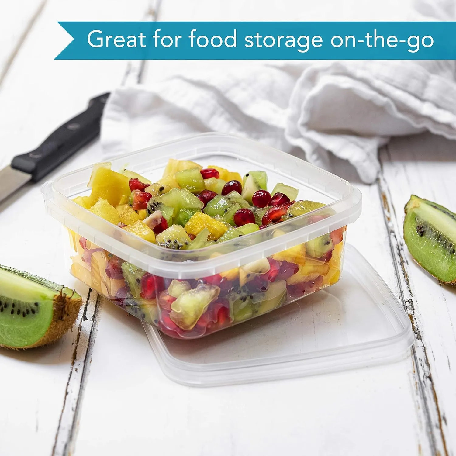 NYHI 40 Pack Square Clear Deli Containers with Lids Disposable BPA Free Square Plastic Food Storage Containers with Lids Airtight for Meal Prep Take Out Kitchen (8 oz)