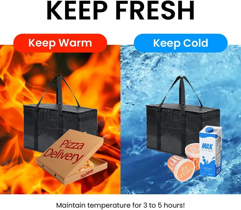 NZ home Durable XXL PRO Insulated Cooler Bag and Food Warmer for Delivery & Grocery Shopping with Zippered Top, Blue Commercial Grade (1 Pack)