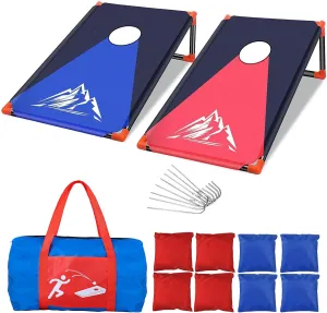NZQXJXZ 3x2 ft Portable Cornhole Board Set Indoor Outdoor with 8 Bean Bags and Carrying Bag Cornhole Game for Kids Adult, Backyard, Lawn, Beach Camping Corn Hole Toss Game Set (Red and Blue)