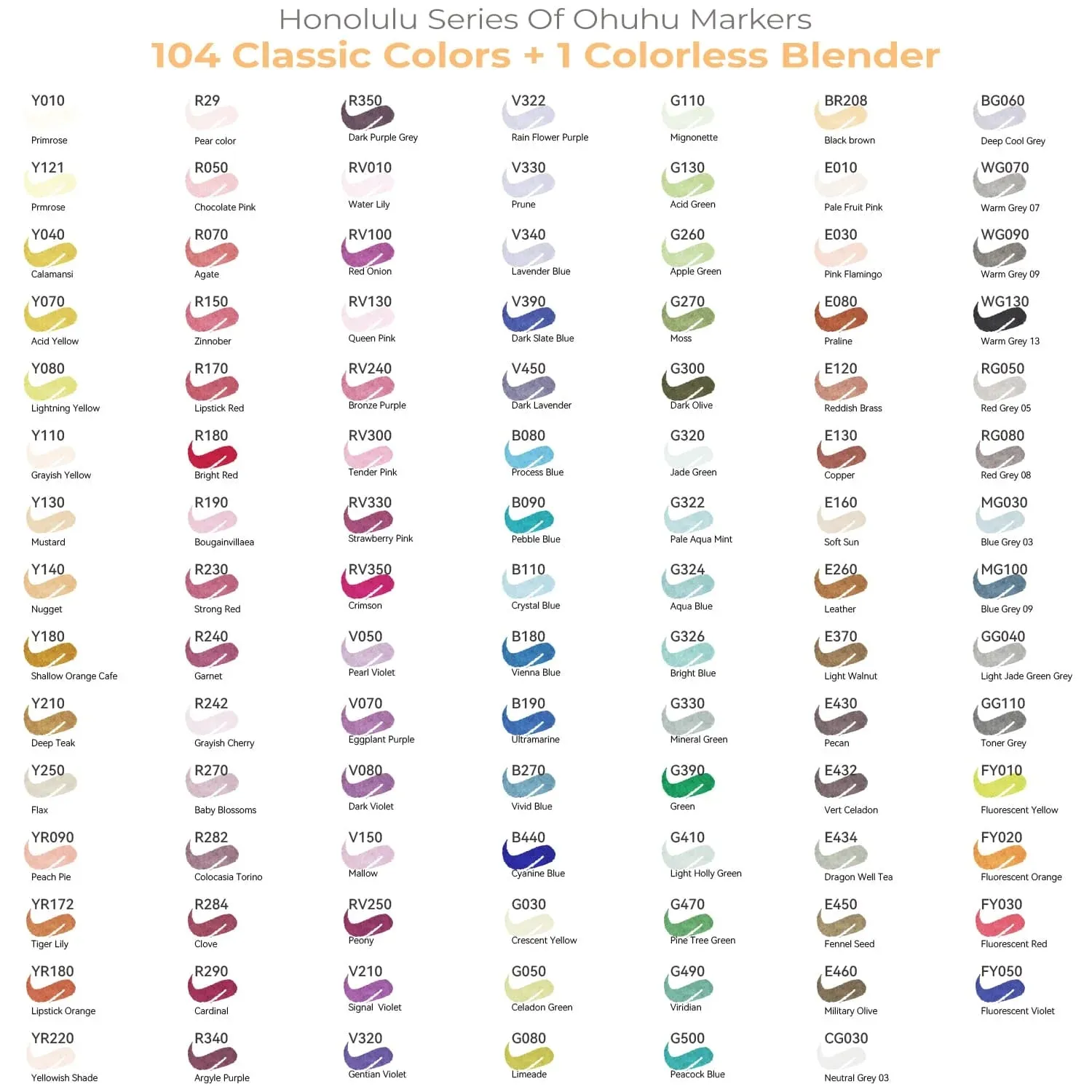 Ohuhu Honolulu B 104 Colours Dual Tip Alcohol Art Markers
