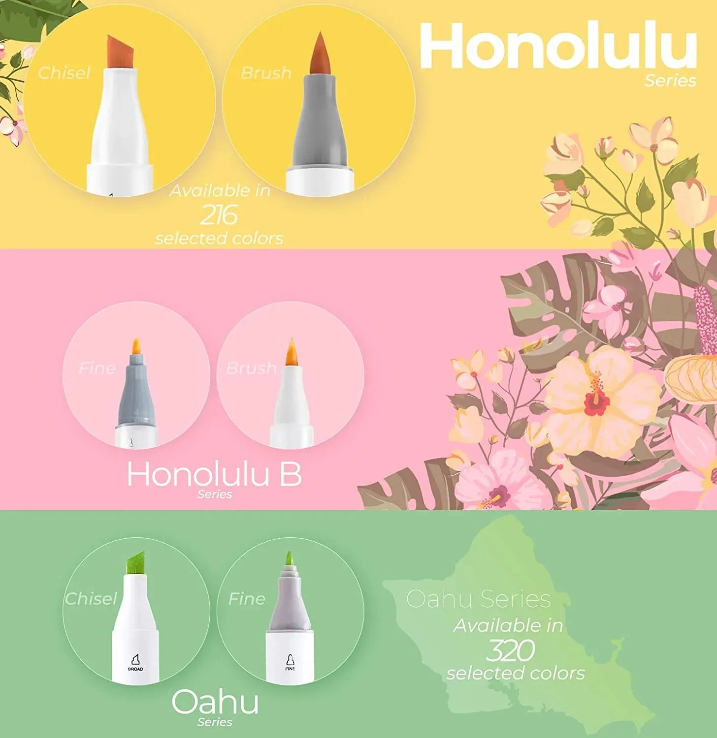 Ohuhu Honolulu B 104 Colours Dual Tip Alcohol Art Markers