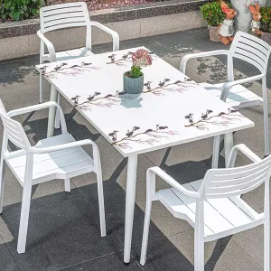 OOzie Pink Brown White Fitted Table Cover for Square Tables Blossoms Pure Simplistic Floral for Outdoor Indoor Picnic Party Rectangle Table Cloth Flower Fits up 5 Foot Tables
