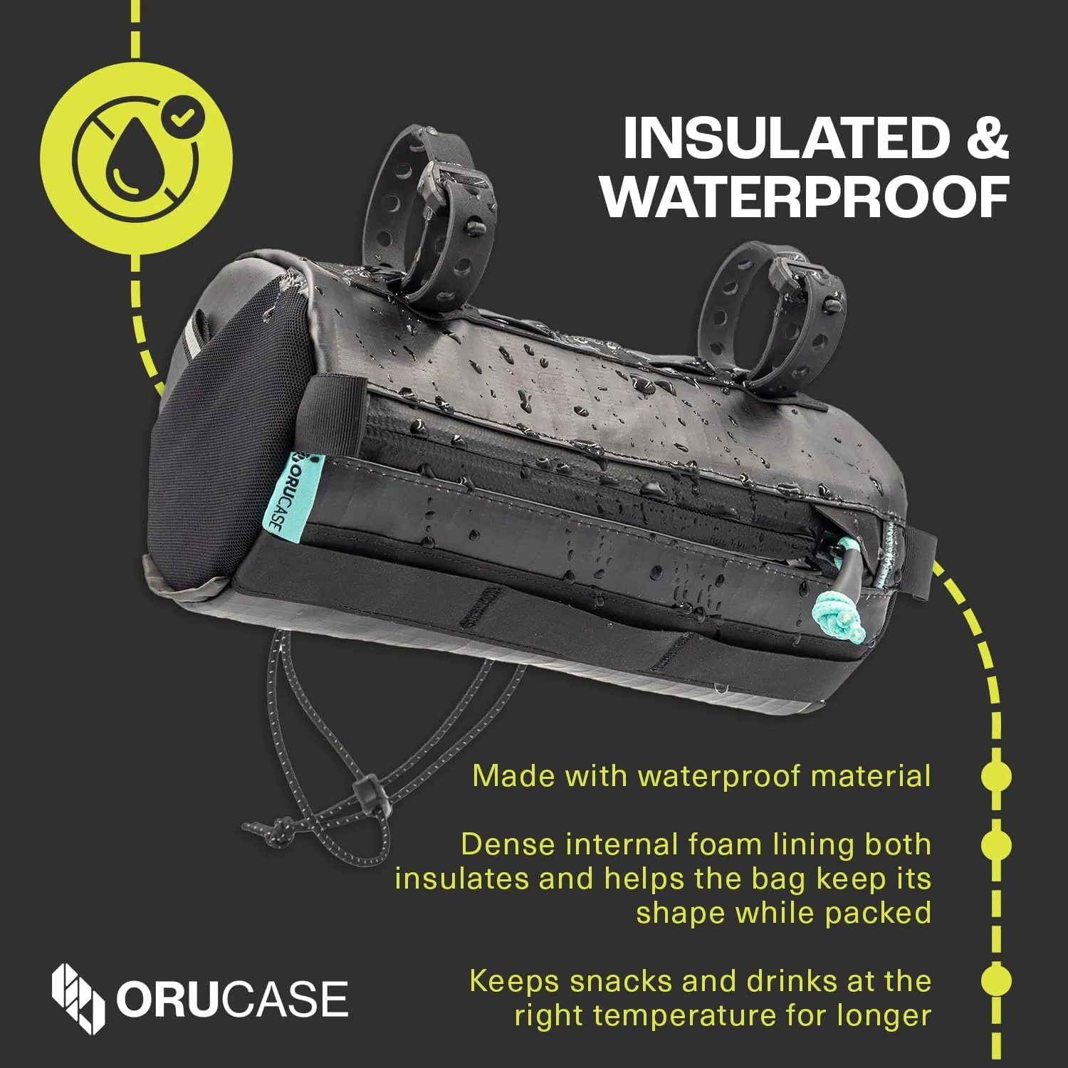 ORUCASE Smuggler HC Bike Handlebar Bag - Waterproof Bike Bags for Bicycles - Insulated Storage Bicycle Bag - Durable Front Bike Pouch - 3 L - Black