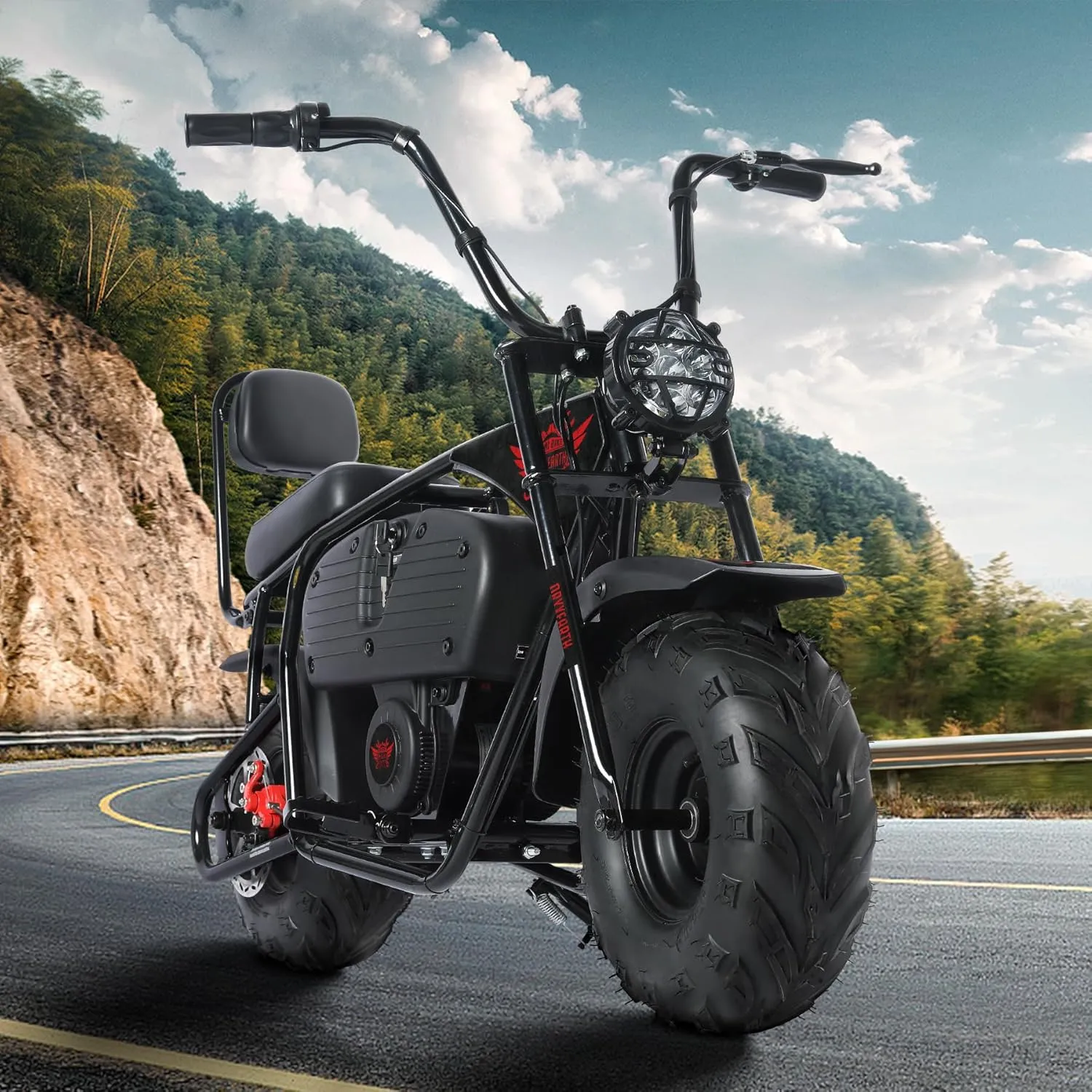 Oryxearth Electric Mini Dirt Bike, 36V Battery, 1000W Motor Electrical Powered Motorcycle for Kids, 2 Speeds-15.5MPH/22 MPH, 2 Hanging Bags, Endurance 60 Mins, Up to 185lbs, Dark Style - Red