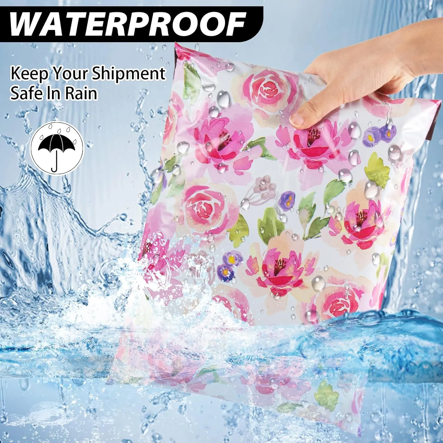 Oududianzi Valentine Flower Poly Mailer 10x13 Inch 100 PCS - Shipping Bags Poly Envelopes, Strong Thick and Self Adhesive Mailing Poly Bags - Cute Packaging Shipping Bags for Valentine's Day Gifts