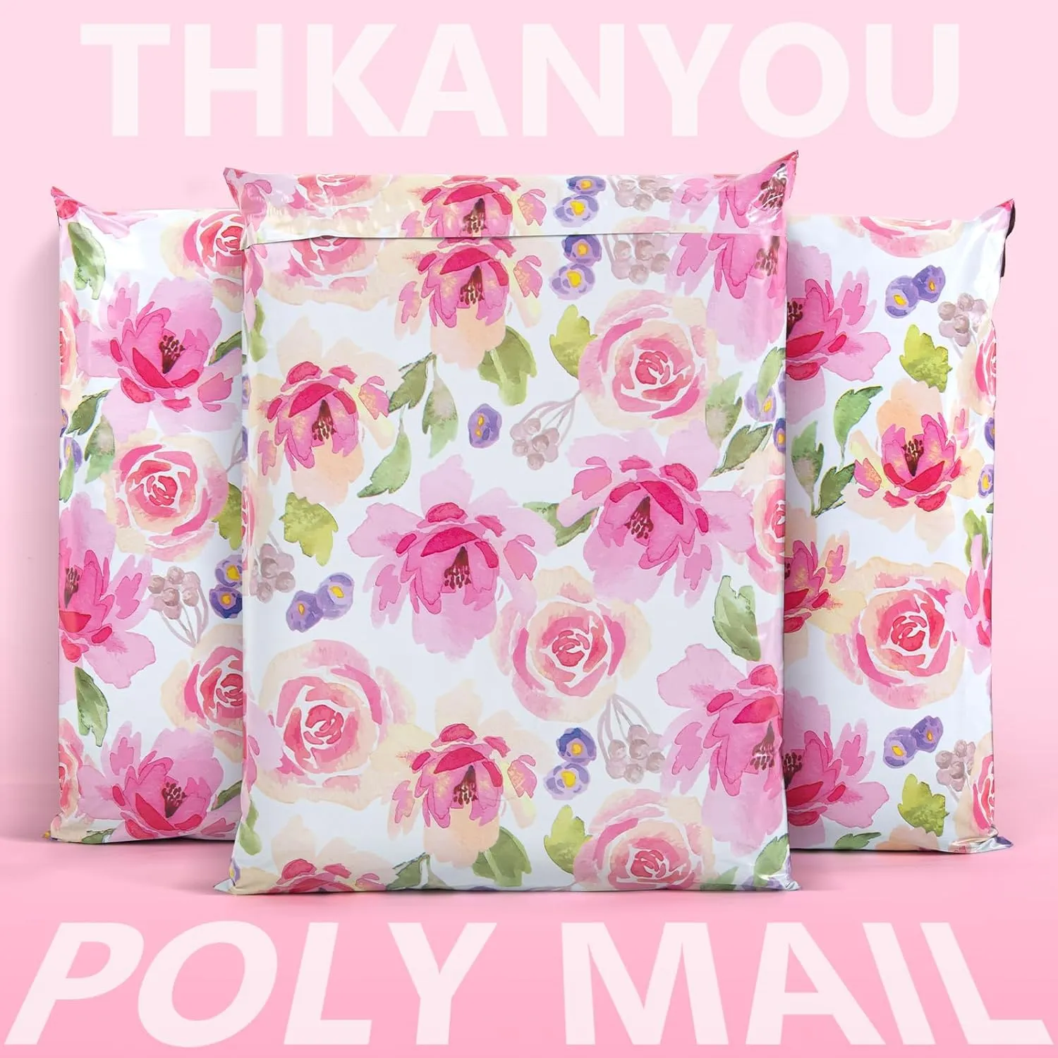 Oududianzi Valentine Flower Poly Mailer 10x13 Inch 100 PCS - Shipping Bags Poly Envelopes, Strong Thick and Self Adhesive Mailing Poly Bags - Cute Packaging Shipping Bags for Valentine's Day Gifts