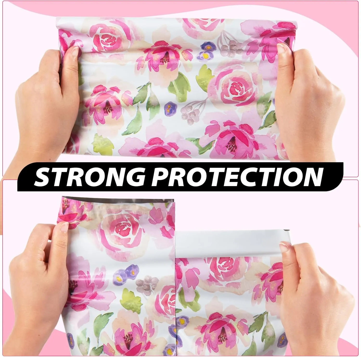 Oududianzi Valentine Flower Poly Mailer 10x13 Inch 100 PCS - Shipping Bags Poly Envelopes, Strong Thick and Self Adhesive Mailing Poly Bags - Cute Packaging Shipping Bags for Valentine's Day Gifts
