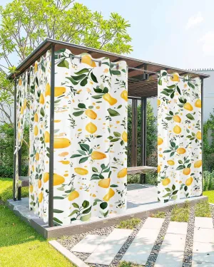 Outdoor Curtains for Patio Waterproof, Lemon Leaves Outdoor Privacy Panels Grommet, Summer Fruit Botanical Watercolor Flower Blackout Outside Curtains for Porch/Cabana 54"x84", 1 Panel