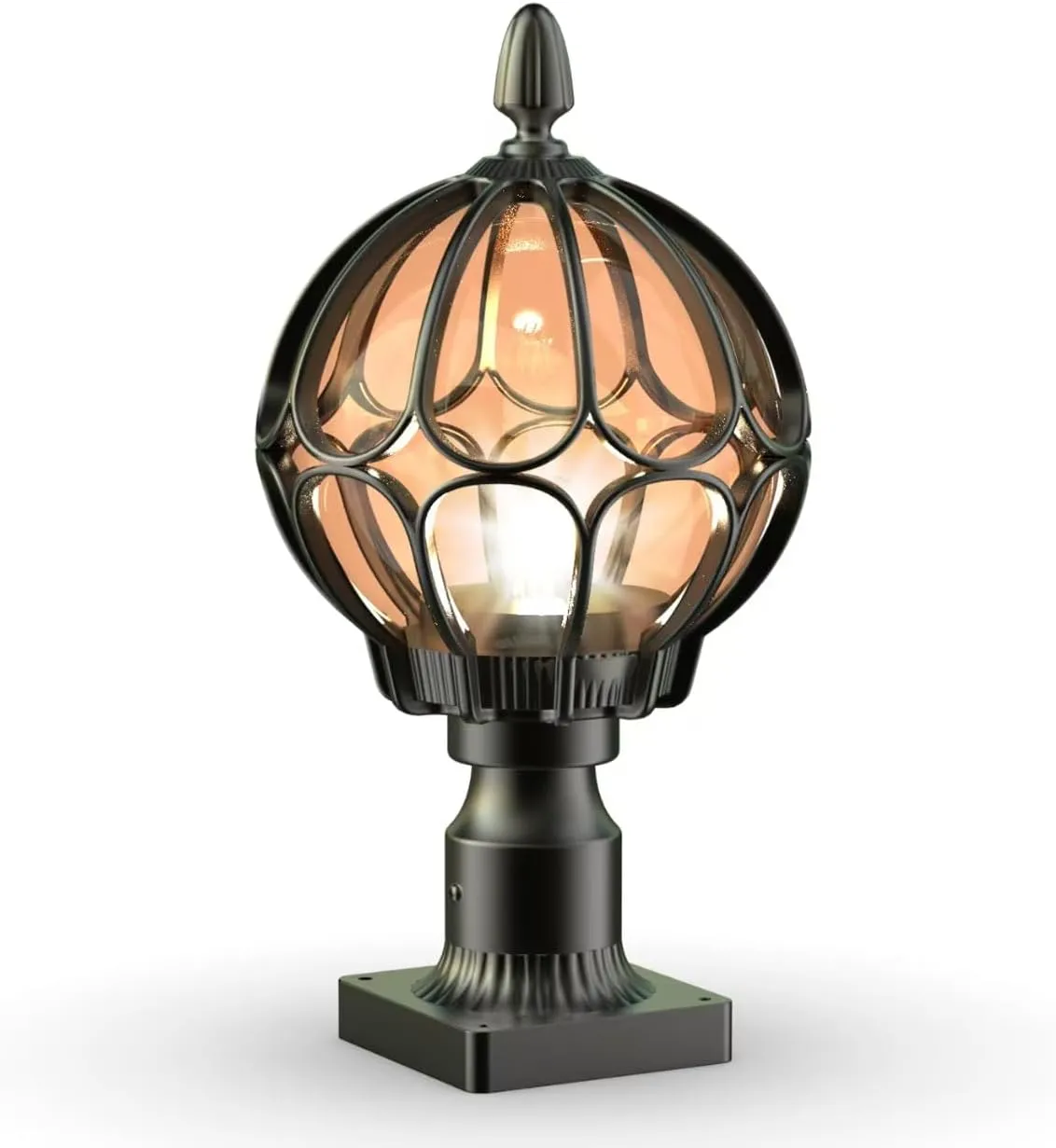 Outdoor Post Lights,Outdoor Column Lights,Deck Lights,Post Cap Lights,lamp Post Light,with E26 IP54 Waterproof,Hard Wired Fence Post Lights,Modern Light Fixture (Black, Large)