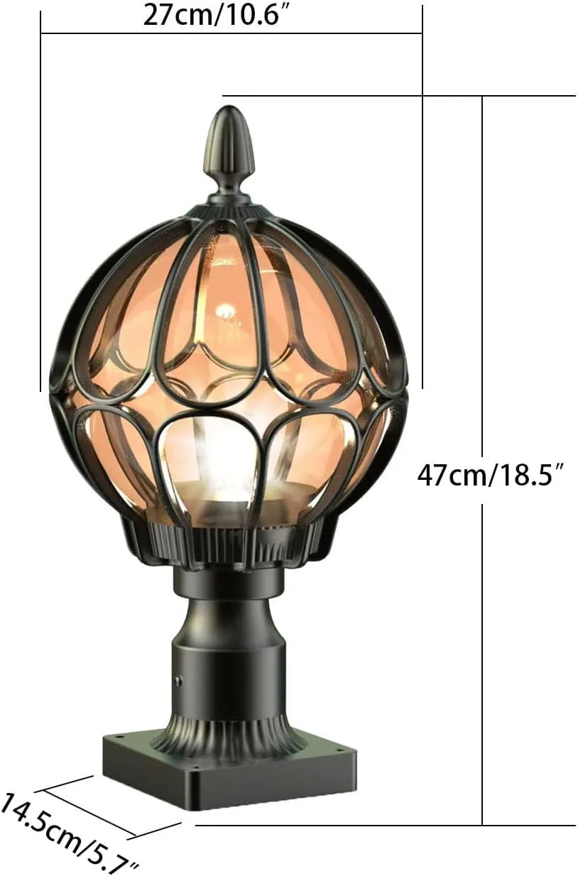 Outdoor Post Lights,Outdoor Column Lights,Deck Lights,Post Cap Lights,lamp Post Light,with E26 IP54 Waterproof,Hard Wired Fence Post Lights,Modern Light Fixture (Black, Large)