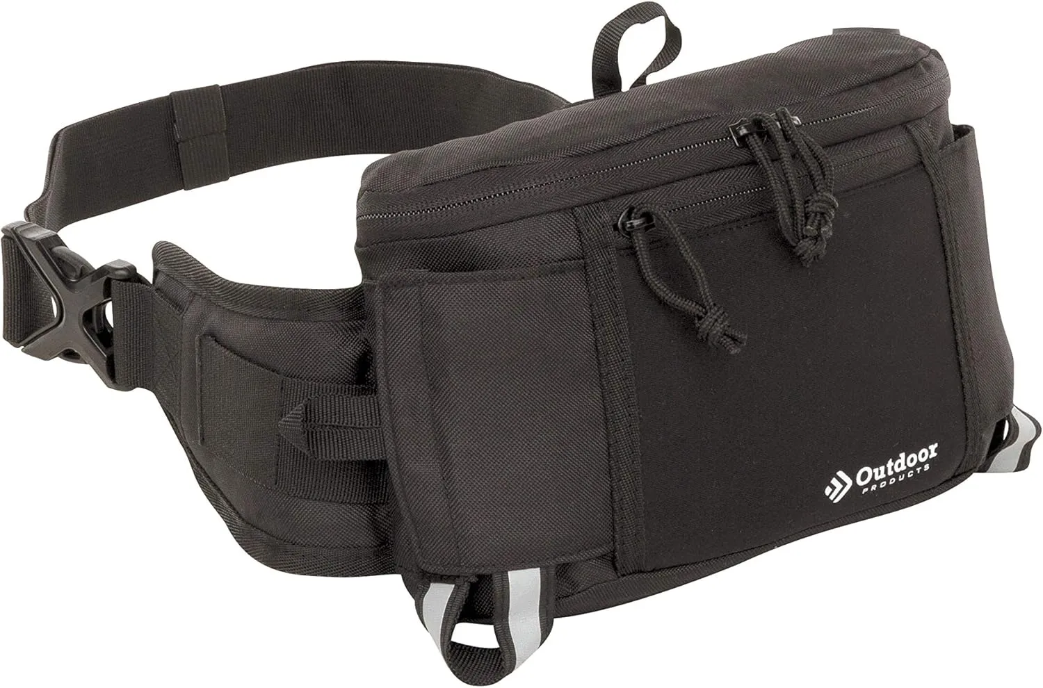 Outdoor Products Ibiza Carry Waist Pack with Dual Drink Holders for Travel, Hiking, and Festivals Black