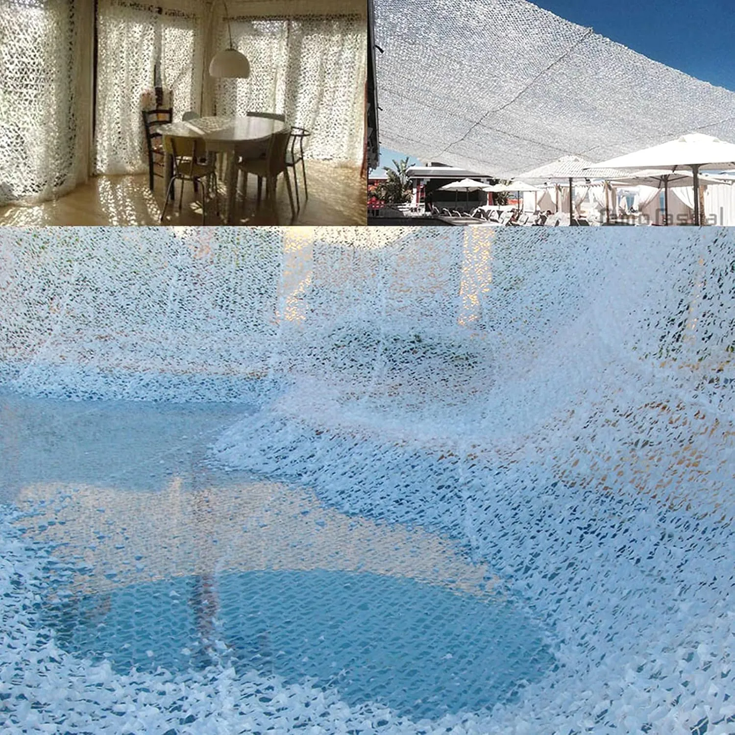 Outdoor Snow Camouflage Net,Sunshade Camo Netting,Oxford Polyester Camouflage Tarp,Military Nets with Mesh Backing,for Hunting,Decoration,Party,Wild Photography,White