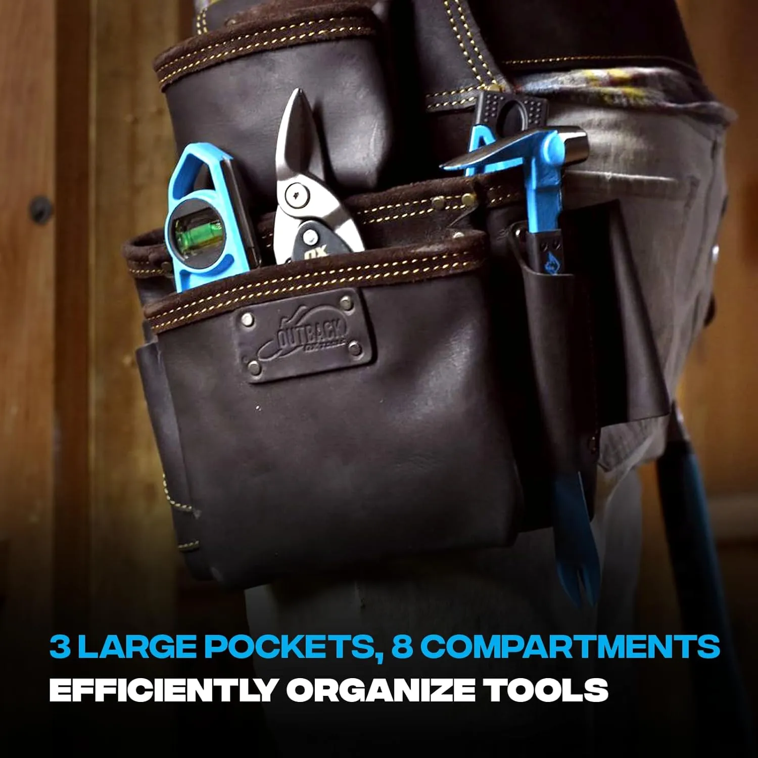 OX Tools Pro Oil-Tanned Leather Tool Pouch Set – Heavy-Duty Tool Belt Pouches for Carpenters, Drywallers, Framers & Electricians, Multi-Pocket, Reinforced Stitching & Hammer Holders