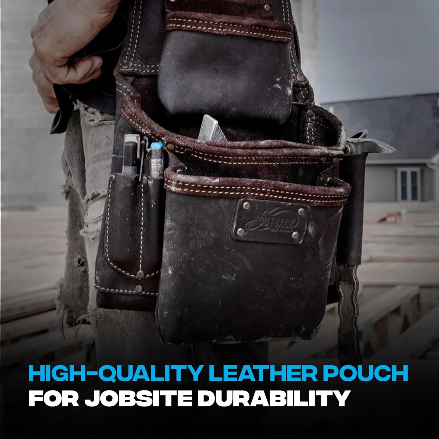 OX Tools Pro Oil-Tanned Leather Tool Pouch Set – Heavy-Duty Tool Belt Pouches for Carpenters, Drywallers, Framers & Electricians, Multi-Pocket, Reinforced Stitching & Hammer Holders