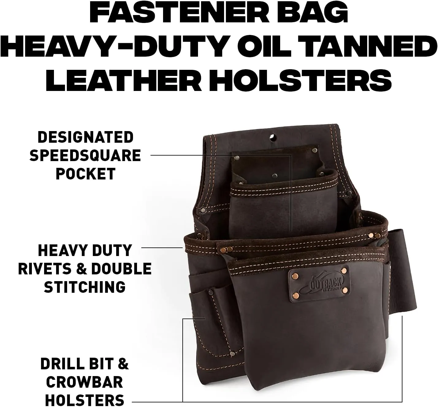 OX Tools Pro Oil-Tanned Leather Tool Pouch Set – Heavy-Duty Tool Belt Pouches for Carpenters, Drywallers, Framers & Electricians, Multi-Pocket, Reinforced Stitching & Hammer Holders