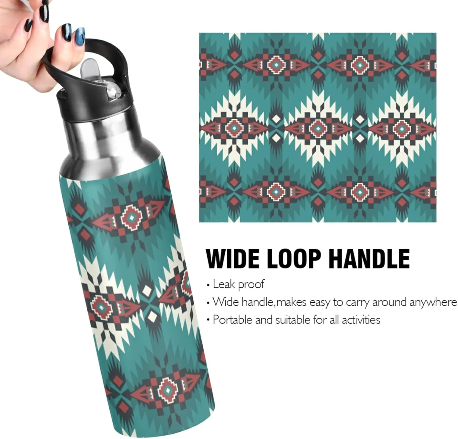 Oyihfvs Sports Stainless Steel Water Bottle 20 Oz, with Straw Lid Vacuum Insulated Leakproof Thermo Flask, Great for Fitness Outdoor