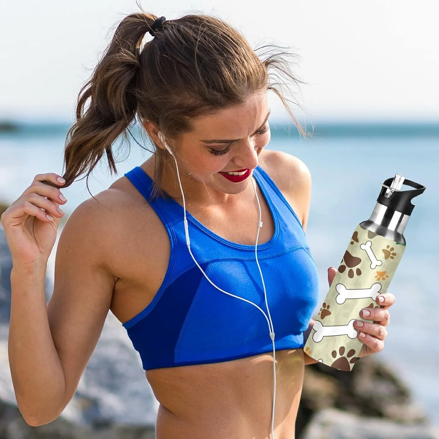 Oyihfvs Sports Stainless Steel Water Bottle 20 Oz, with Straw Lid Vacuum Insulated Leakproof Water Thermo Flask, Great for Fitness Outdoor