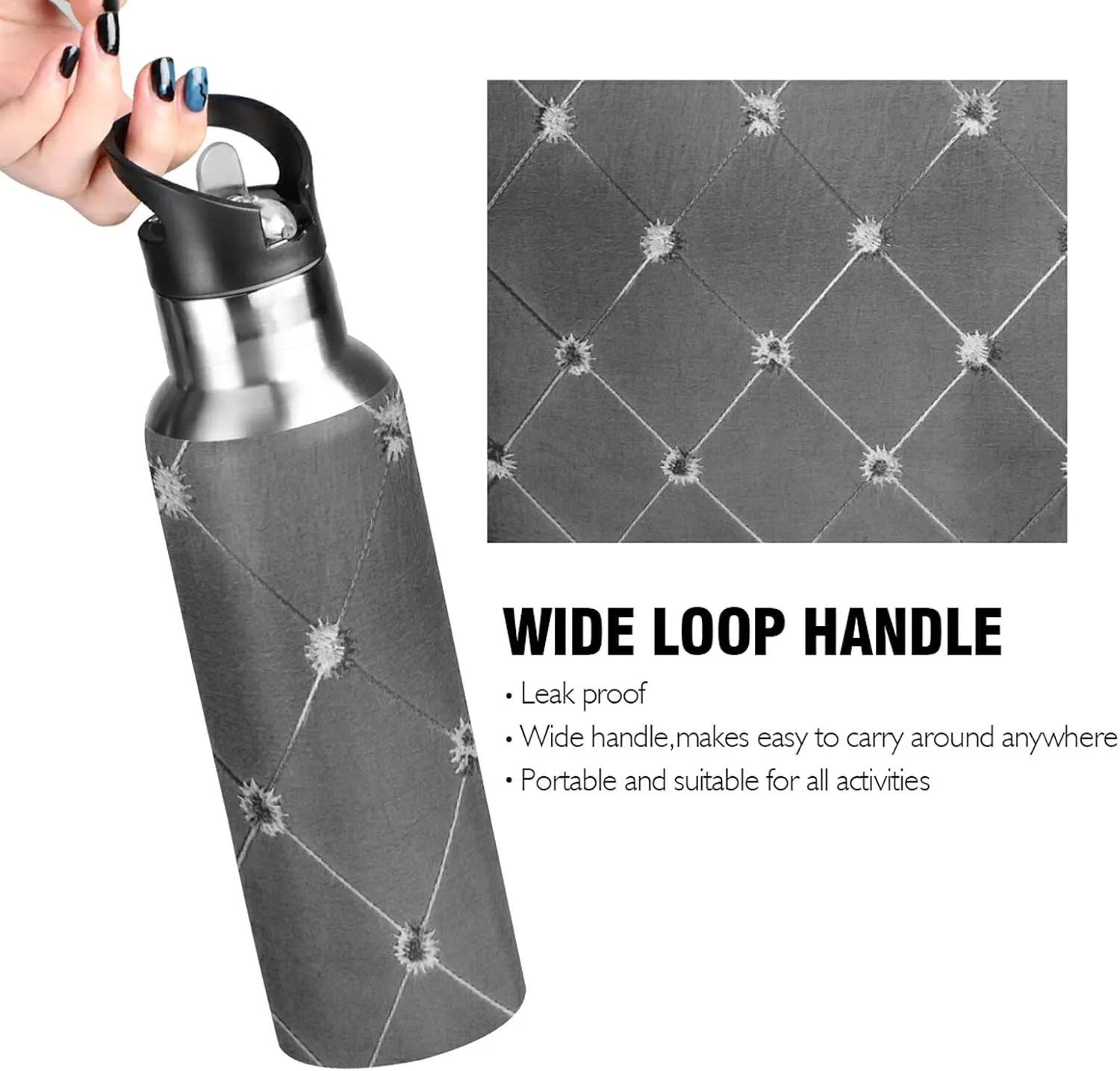 Oyihfvs Sports Stainless Steel Water Bottle 20 Oz, with Straw Lid Vacuum Insulated Leakproof Water Thermo Flask, Great for Fitness Outdoor