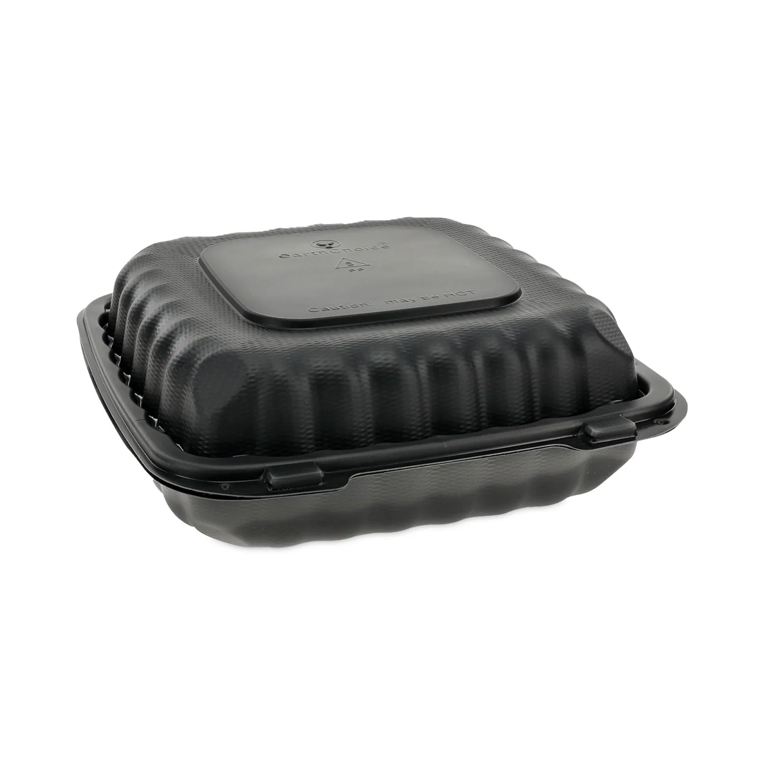 Pactiv Evergreen EarthChoice SmartLock Microwavable MFPP Hinged Lid Container, 3 Compartments, 9.33 x 8.88 x 3.1, Black, Plastic, 120/Carton