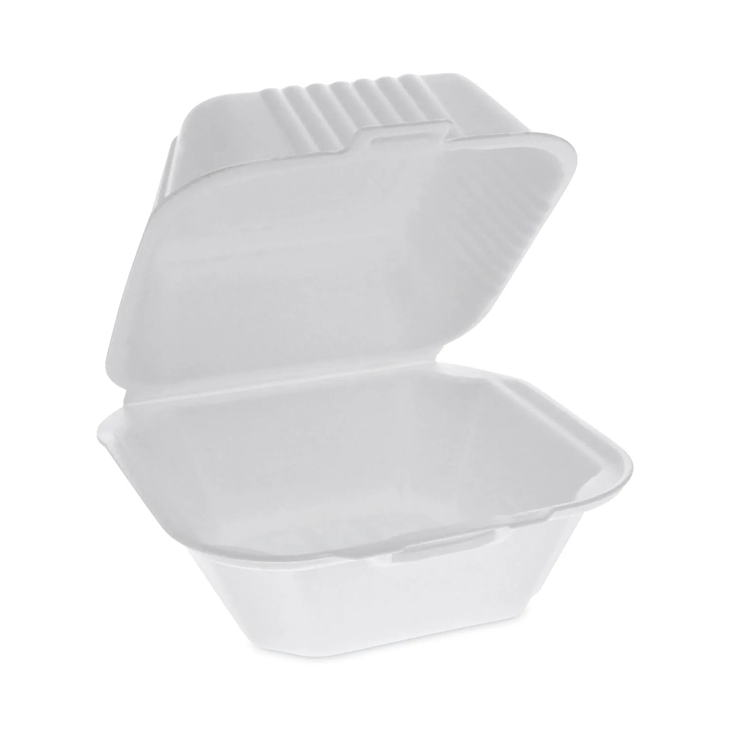 Pactiv Evergreen SmartLock Foam Hinged Lid Container, Sandwich, 5.75 x 5.75 x 3.25, White, 504/Carton