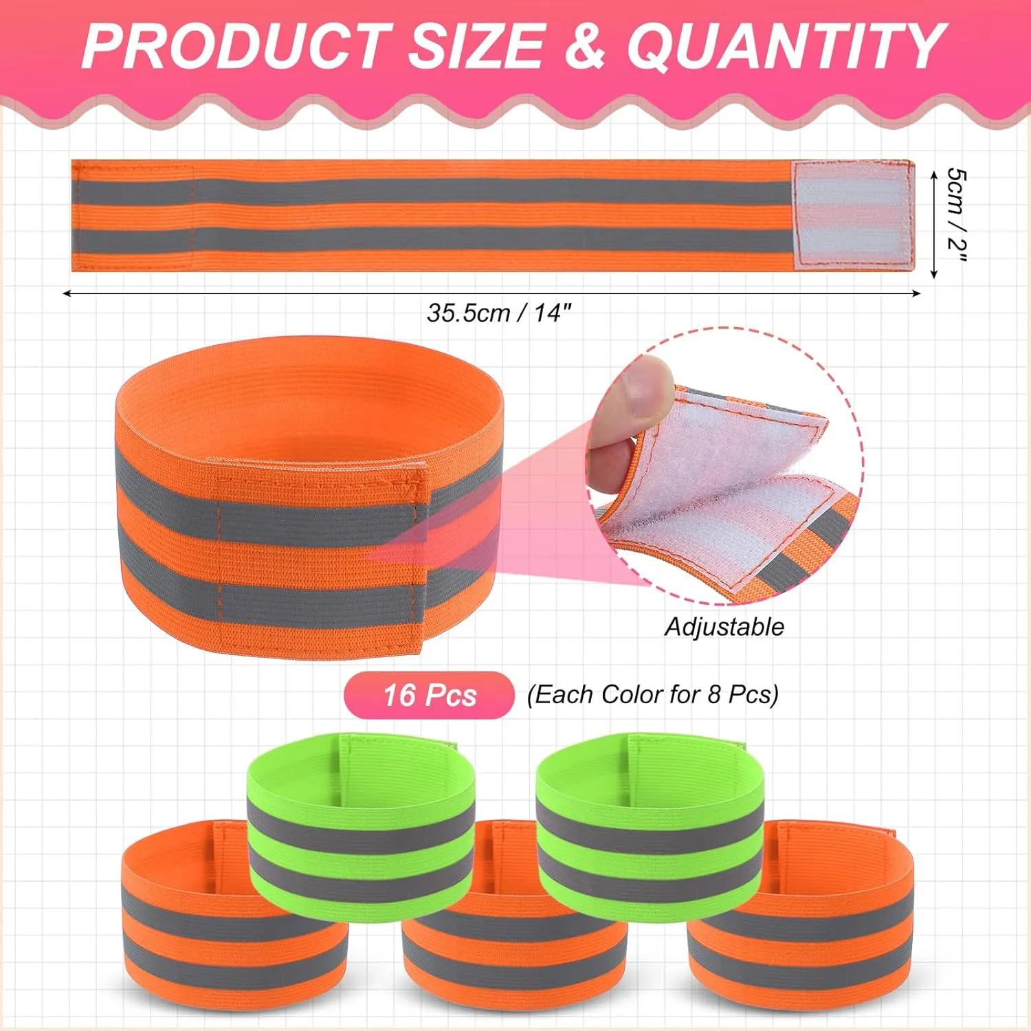 PATIKIL Reflective Bands for Wrist/Arm/Ankle/Leg, High Visibility Reflector Bands, Safety Reflector Tape Straps for Night Cycling Walking