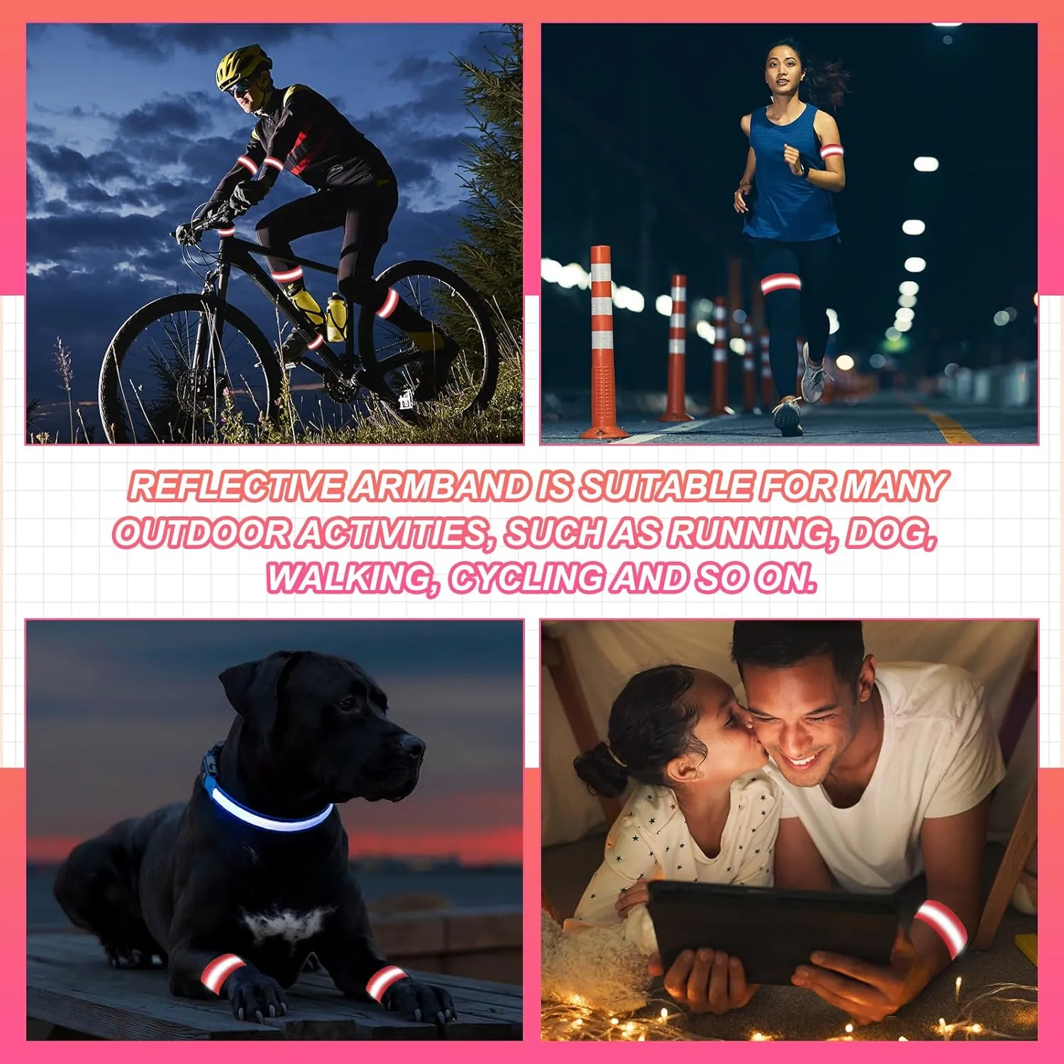 PATIKIL Reflective Bands for Wrist/Arm/Ankle/Leg, High Visibility Reflector Bands, Safety Reflector Tape Straps for Night Running Cycling Walking