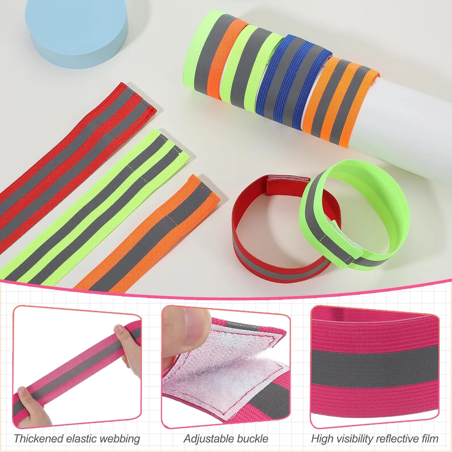 PATIKIL Reflective Bands for Wrist/Arm/Ankle/Leg, High Visibility Reflector Bands, Safety Reflector Tape Straps for Night Running Cycling Walking