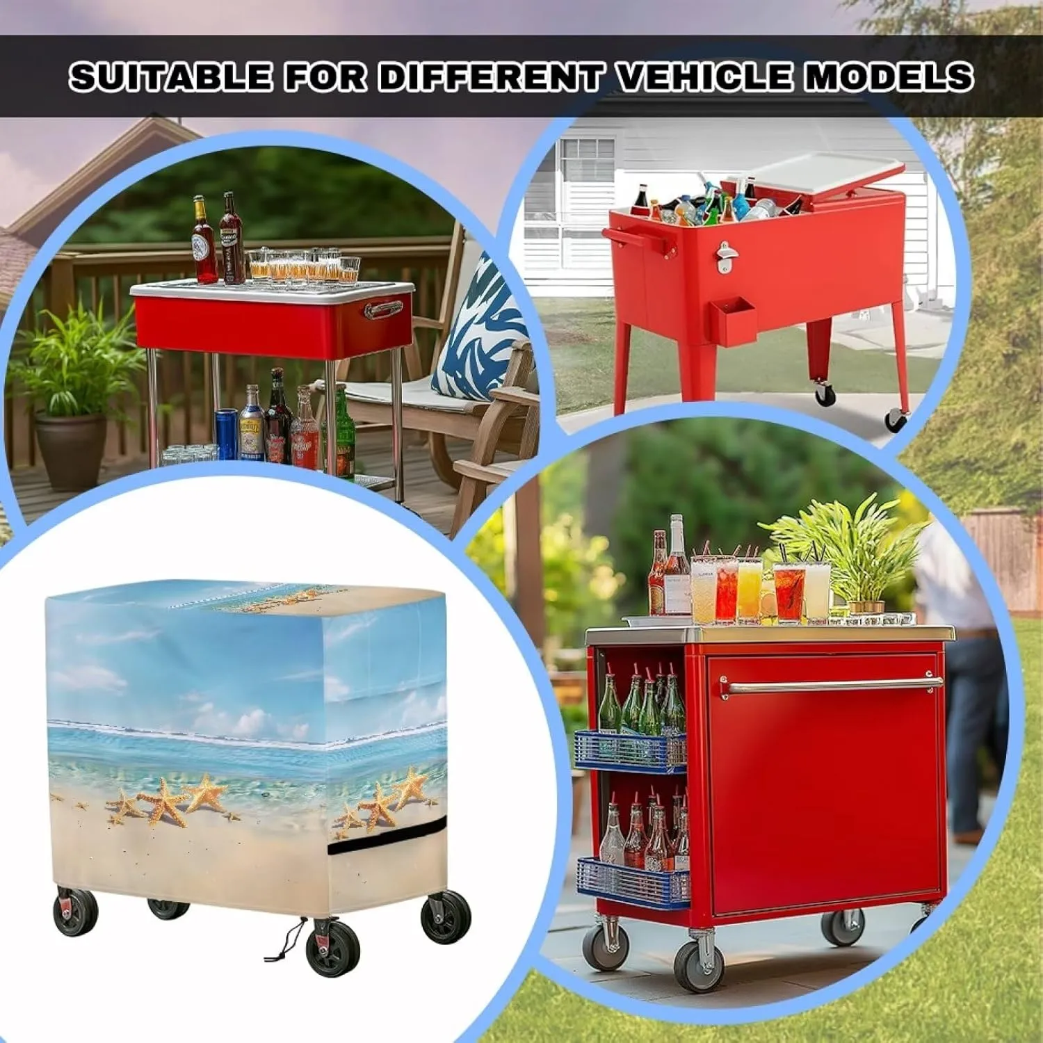 Patio Cooler Trolley Cover Waterproof Dustproof Dirt Resistant Patio Ice Chest Protective Cover