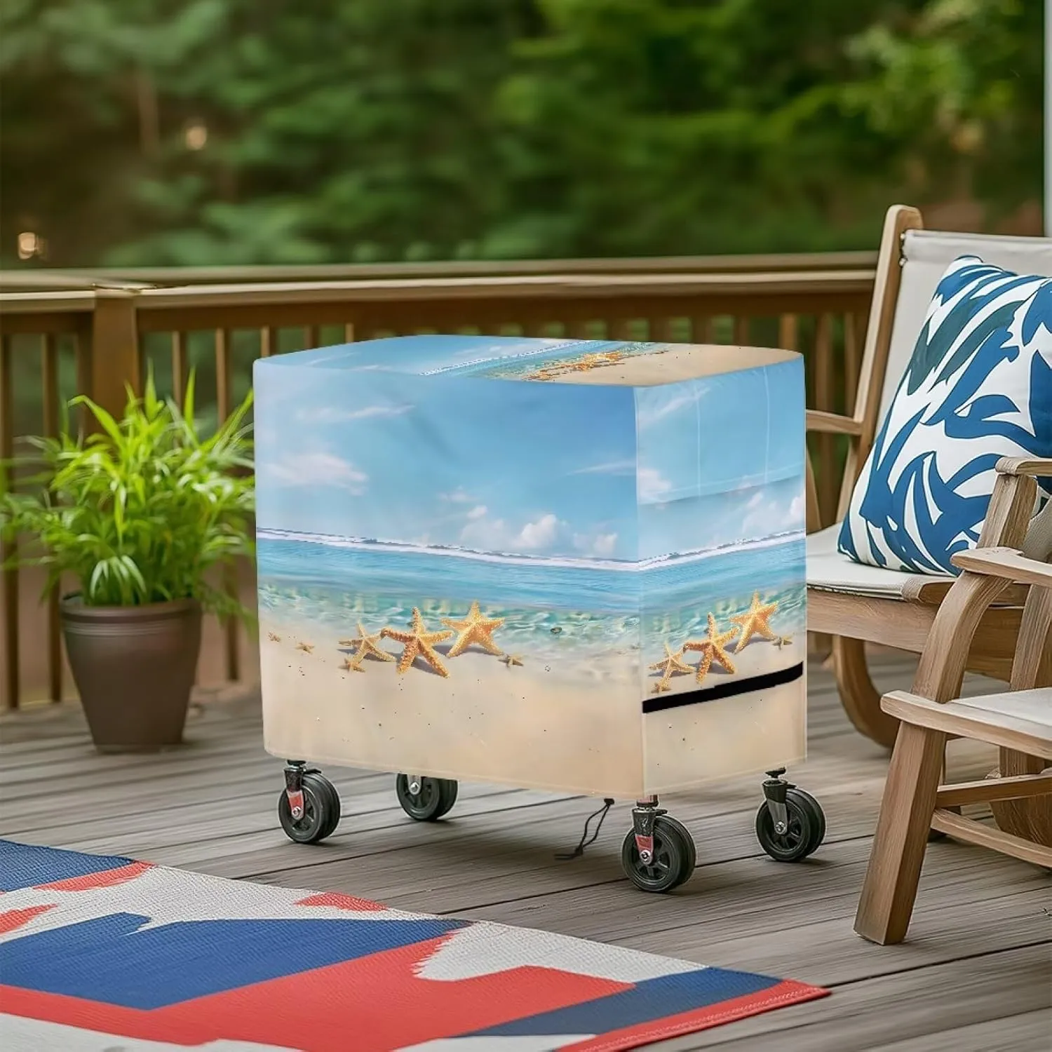 Patio Cooler Trolley Cover Waterproof Dustproof Dirt Resistant Patio Ice Chest Protective Cover
