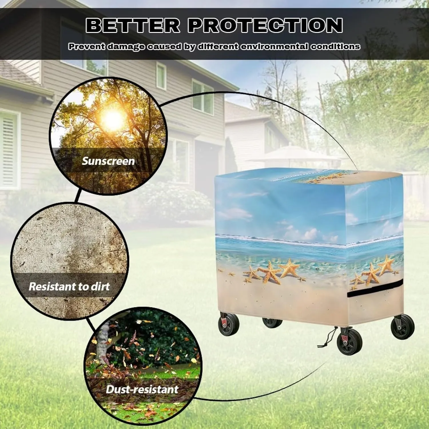 Patio Cooler Trolley Cover Waterproof Dustproof Dirt Resistant Patio Ice Chest Protective Cover