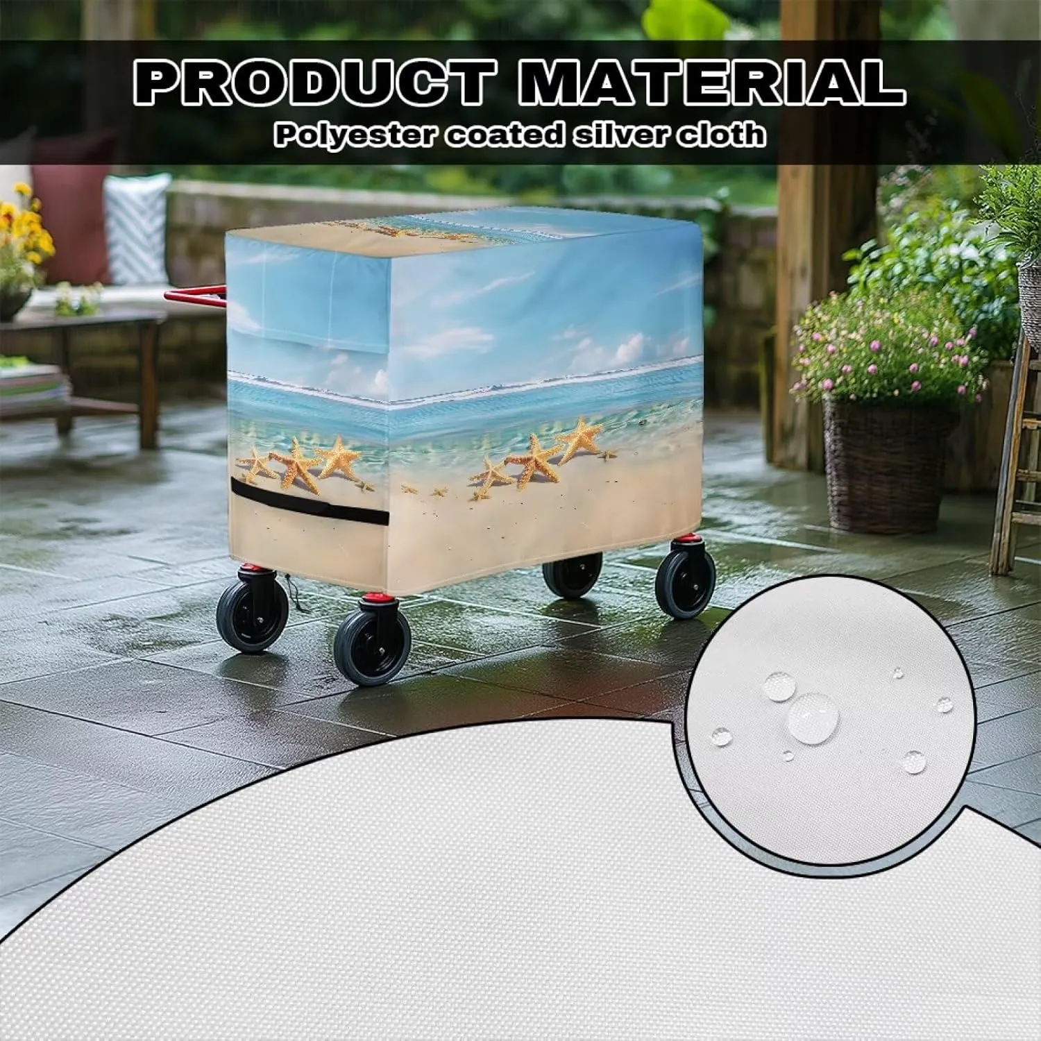 Patio Cooler Trolley Cover Waterproof Dustproof Dirt Resistant Patio Ice Chest Protective Cover