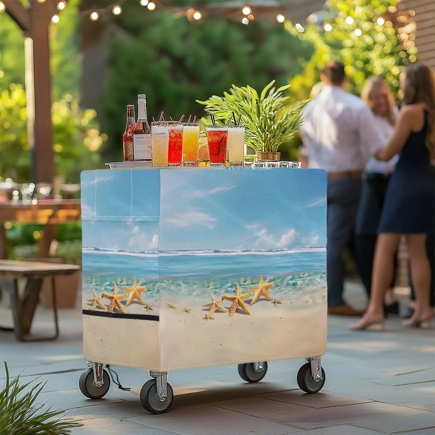 Patio Cooler Trolley Cover Waterproof Dustproof Dirt Resistant Patio Ice Chest Protective Cover