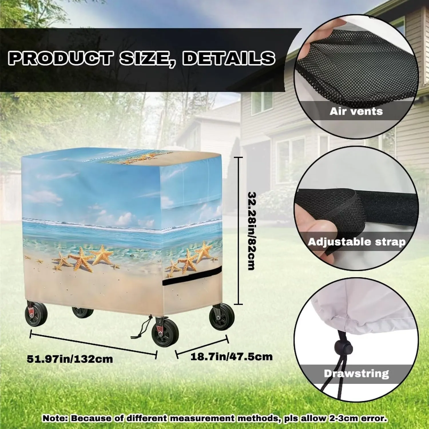 Patio Cooler Trolley Cover Waterproof Dustproof Dirt Resistant Patio Ice Chest Protective Cover