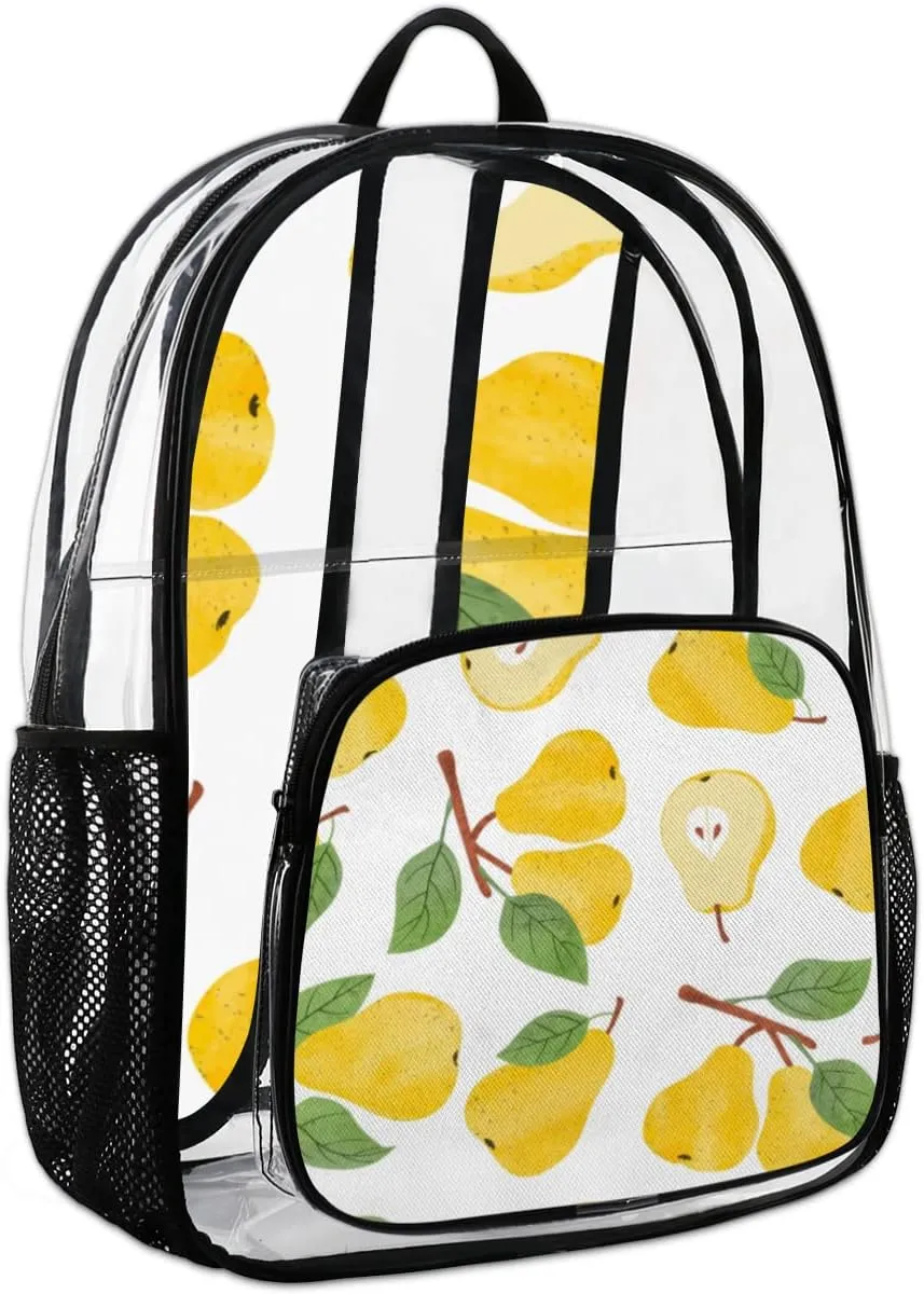Pears Clear Backpack Stadium Approved Heavy Duty PVC Transparent Backpacks Large Laptop Backpack for Work Travel Sports Events Concerts