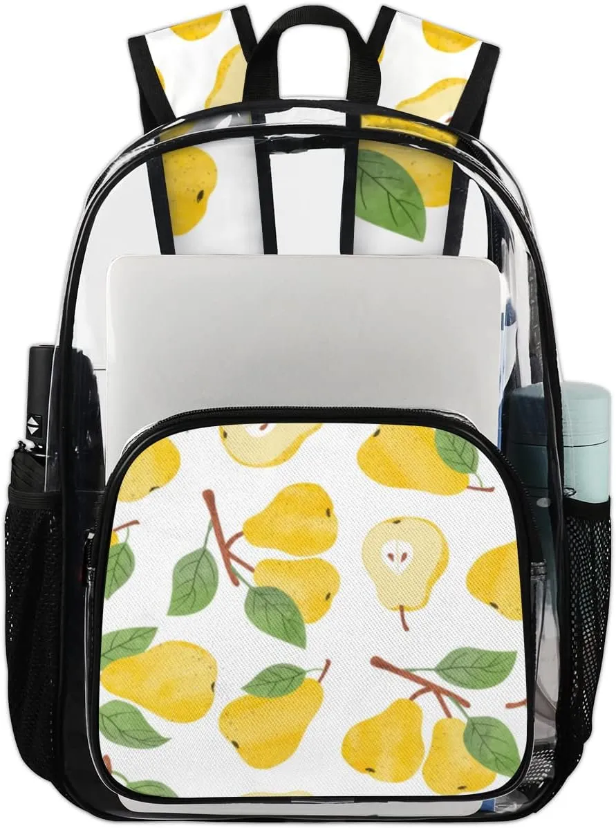 Pears Clear Backpack Stadium Approved Heavy Duty PVC Transparent Backpacks Large Laptop Backpack for Work Travel Sports Events Concerts