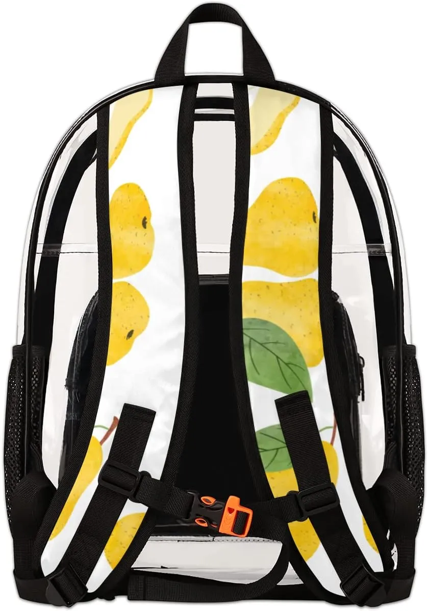 Pears Clear Backpack Stadium Approved Heavy Duty PVC Transparent Backpacks Large Laptop Backpack for Work Travel Sports Events Concerts