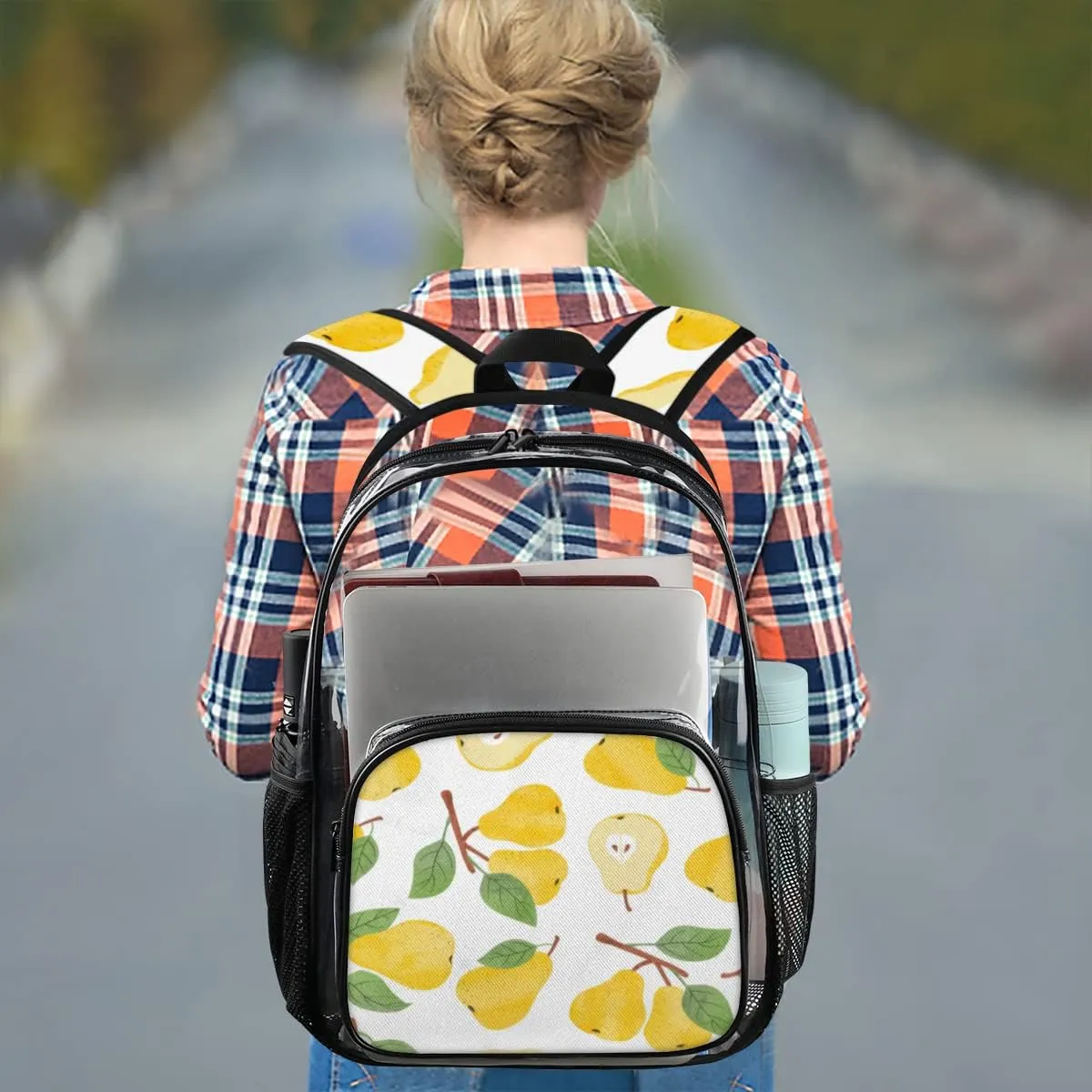 Pears Clear Backpack Stadium Approved Heavy Duty PVC Transparent Backpacks Large Laptop Backpack for Work Travel Sports Events Concerts