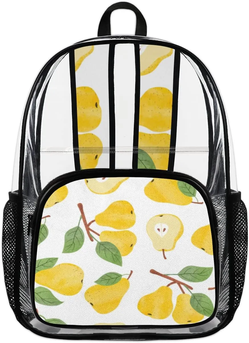 Pears Clear Backpack Stadium Approved Heavy Duty PVC Transparent Backpacks Large Laptop Backpack for Work Travel Sports Events Concerts