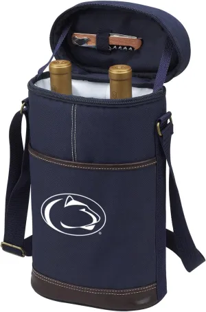 Penn State Licensed Insulated 2 Bottle Travel Wine Tote with Corkscrew & Shoulder Strap -Designed & Assembled in the USA