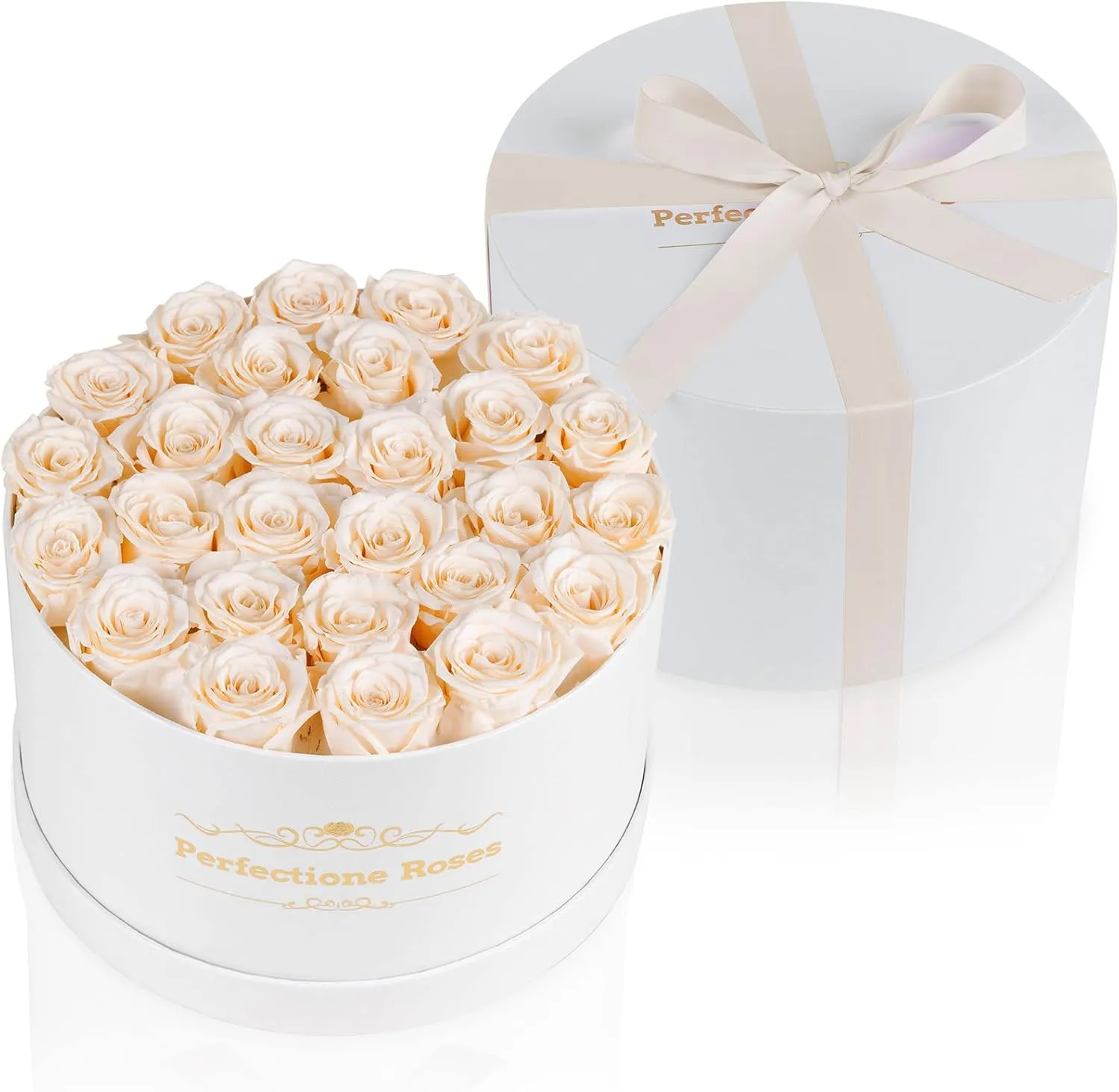 Perfectione Roses 27 Roses in a Box, Mothers Day Rose, Preserved Flowers for Her, Flowers for Delivery Birthday Gifts for Women (Buttermilk)