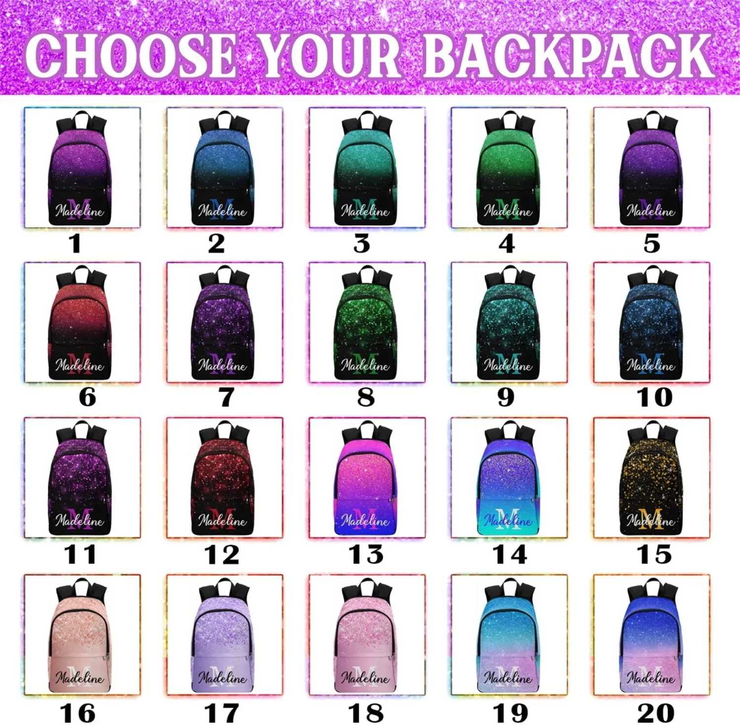 Personalized Backpack and Lunch Bag Sets with Name Multi Color Custom Backpack for Boys Girls School Backpacks for Girls Shoulder Schoolbags for Granddaughter Daughter
