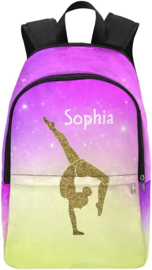 Personalized Gymnastics Leap Pastel Pink Backpack with Name Custom Travel Bag for women Men