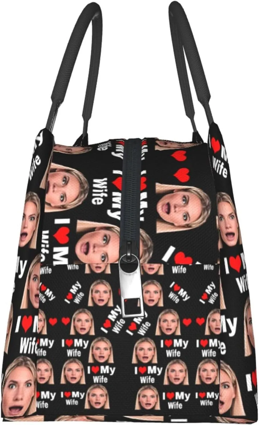 Personalized Insulated Lunch Bag for Men Women, Reusable Custom Large Capacity Lunch Box, Customized Leakproof Thermal Meal Cooler Handbags Tote Bag for Office Work Picnic, I love my wife Women Face